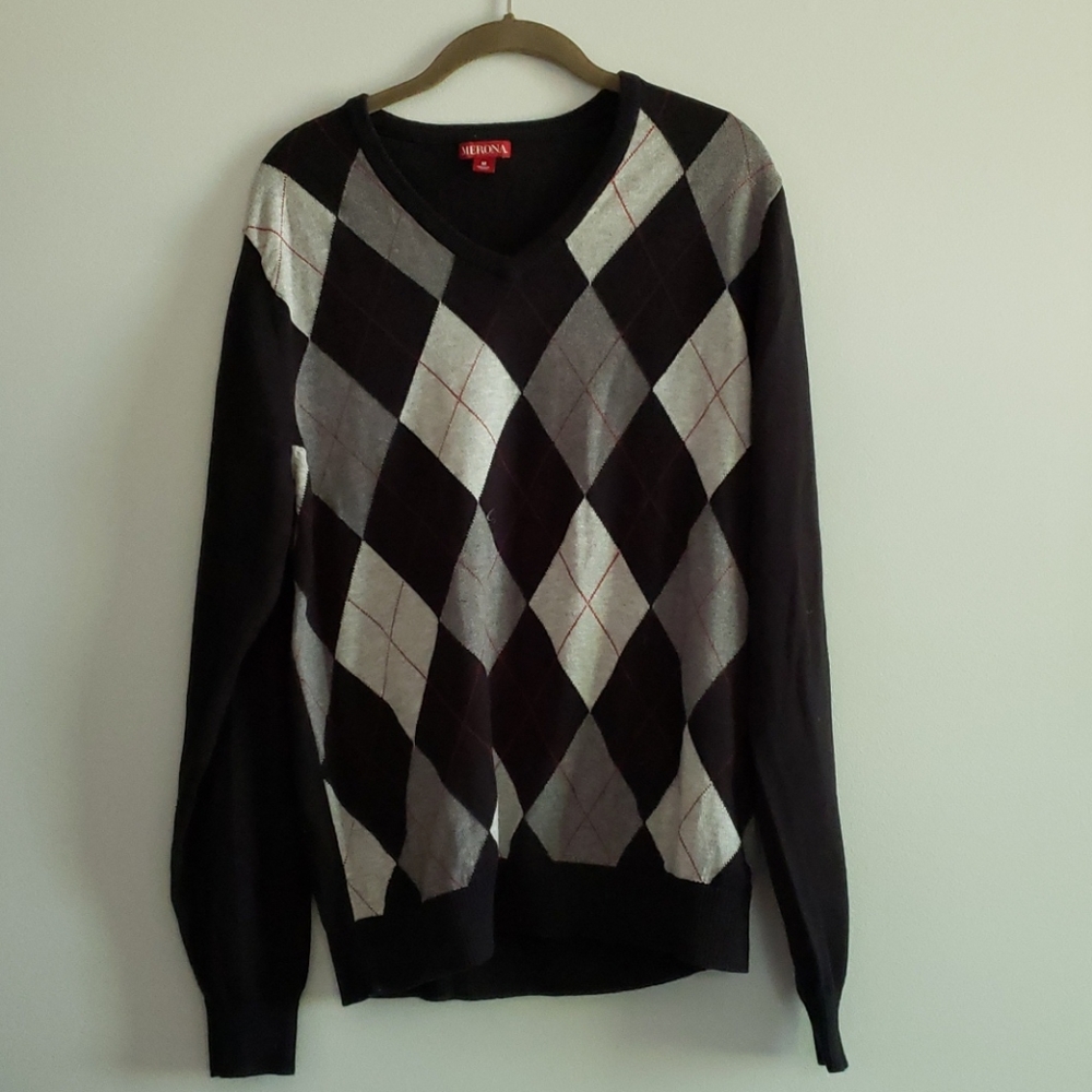 Black and white Argyle sweater